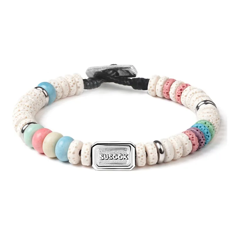 SUSOOK Volcanic Stone Bracelets Unisex White-0