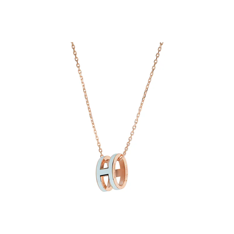HERMES POP H Collection Metal Necklaces Women's Rose Gold-2