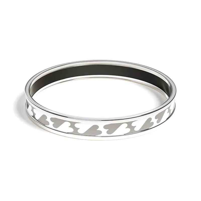 HERMES Enamel Bangles Women's Silver-1
