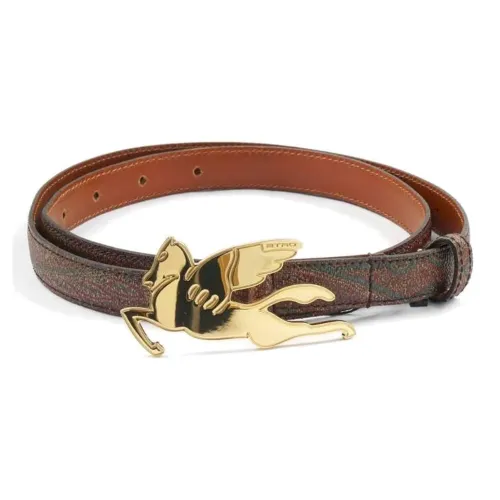 ETRO Leather Upper With Pattern Smooth Buckle Leather Belts Women's Brown