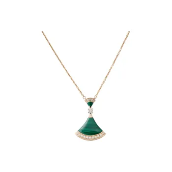 BVLGARI 10's 18kt Rose Gold Diva Dream Malachite And Diamond Necklace