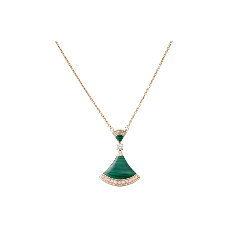 BVLGARI 10's 18kt Rose Gold Diva Dream Malachite And Diamond Necklace-0