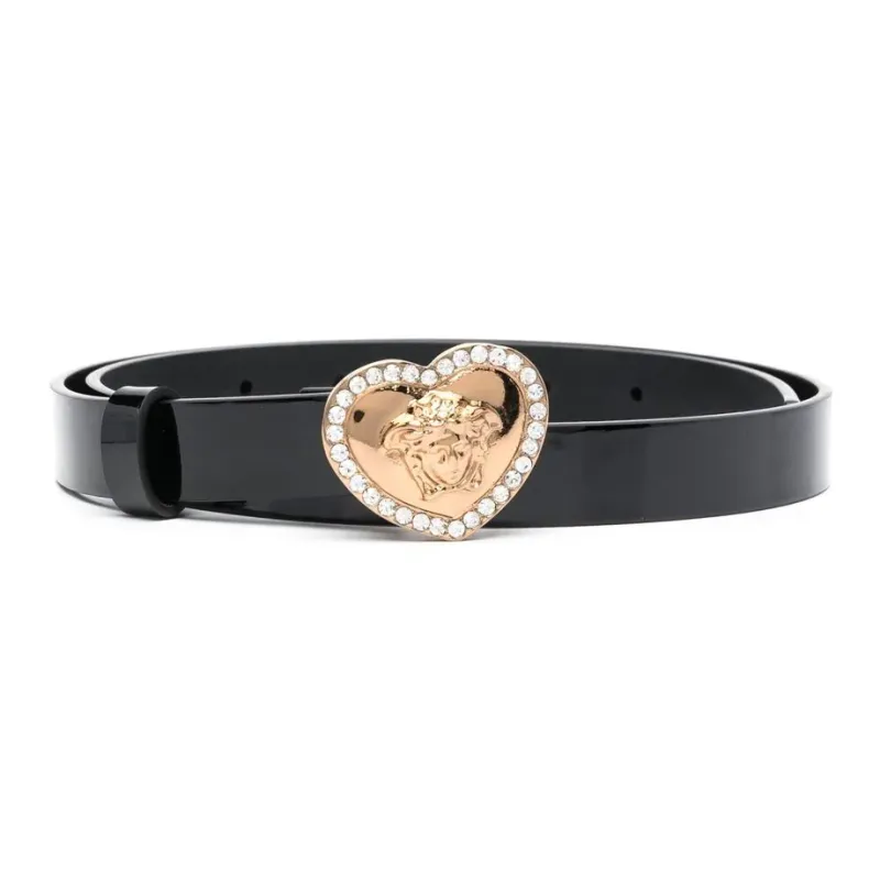 VERSACE Medusa Heart buckle Leather Belt-0