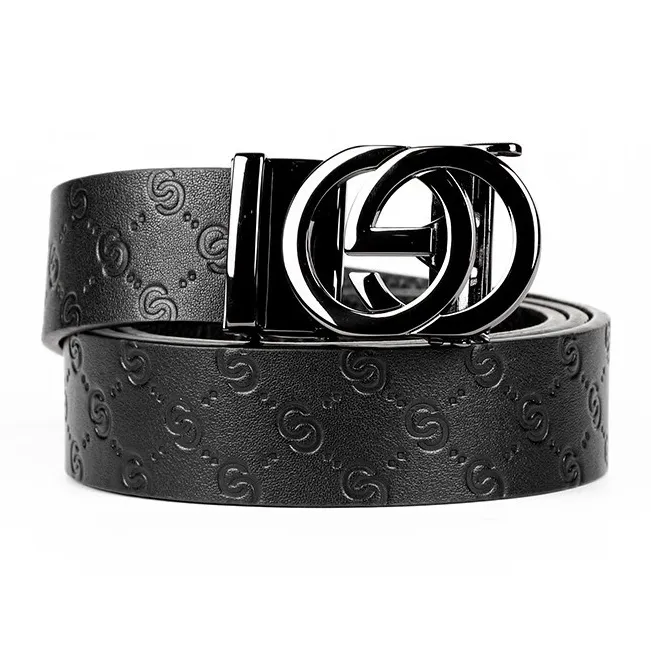 SHERIDan Textured Business Formal Automatic Buckle Cow Leather Belt Men's Black-1