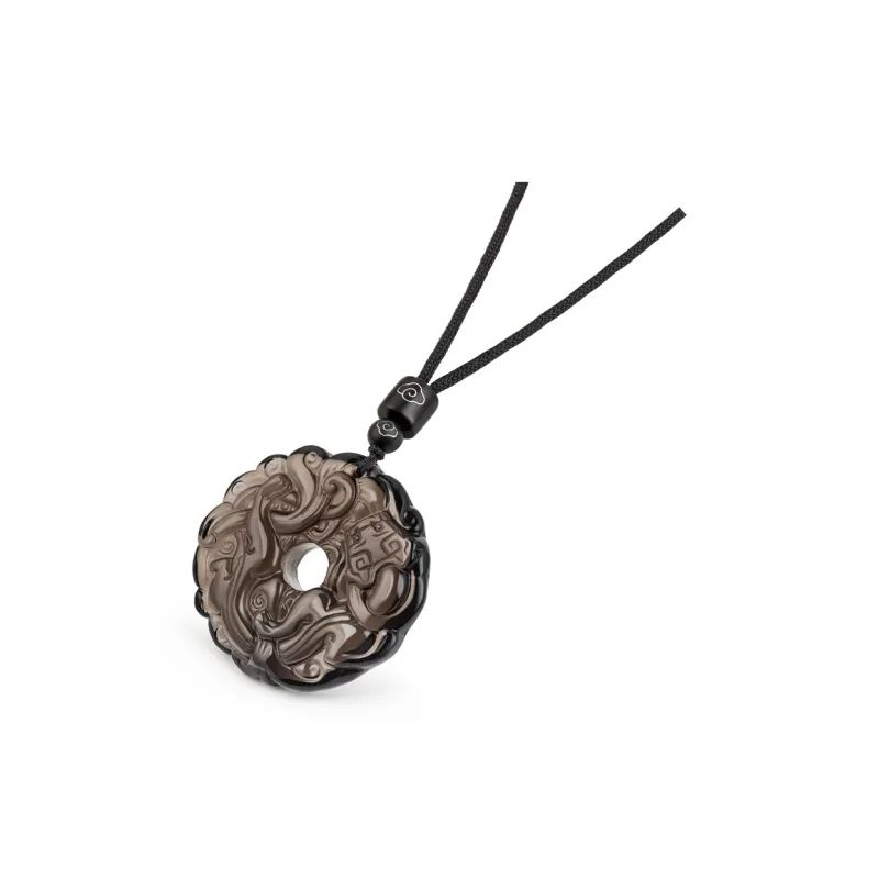 SIMPLE JOYS Obsidian Peace Buckle Pendant Hand Woven Sweater Chain Unisex-2
