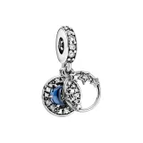 Dark Blue Night Sky Star Moon Pendant