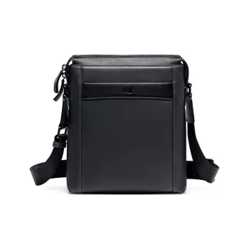 HLA Cow Leather With Synthetic Leather Crossbody Bag Men's Gray