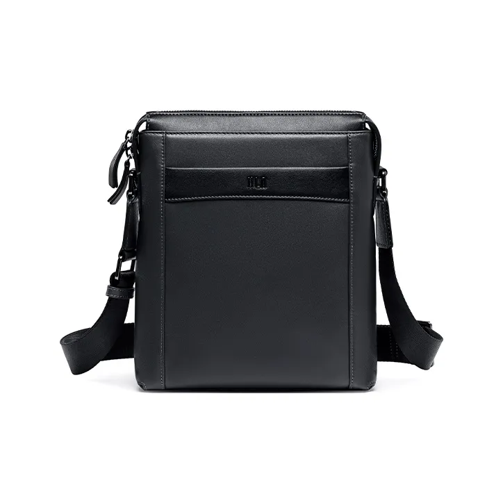 HLA Cow Leather With Synthetic Leather Crossbody Bag Men's Gray-0