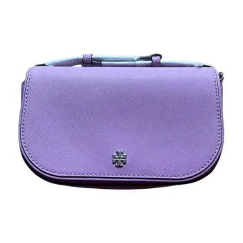 TORY BURCH Emerson Cross Grain Cow Leather Shoulder Bag Crossbody Bag Handbag Women's Purple