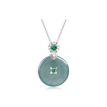 Best Wishes Glutinous Jade S925 Silver Jadeite Necklace Unisex