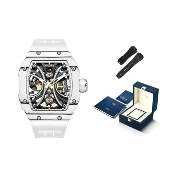 HaofaTourbillon Arknights Series Mechanical Movement Rubber Strap Watch Men's Watches Cut Out Dial