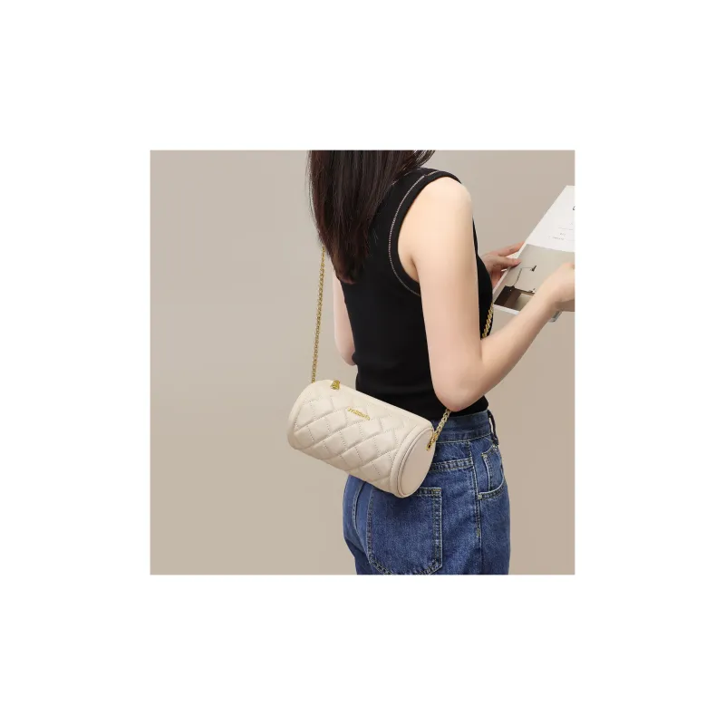 MILLIE'S Cow Leather Underarm Shoulder Bag, Crossbody Bag, Cylinder Bag Regular Women's Elegant Black/Ecru-7