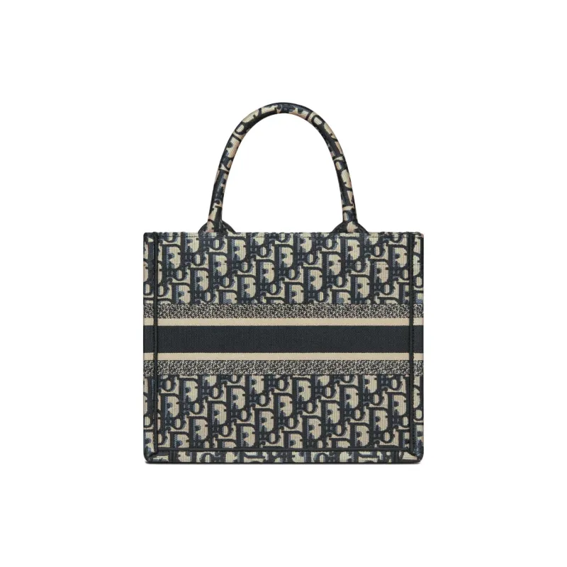 DIOR BookTote Embroidery Tote Bag Shopping Bag Handbag Small Size Women's Beige & Blue-2