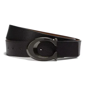 COACH Debossed Signature Leather Reversible Belt Men's Black