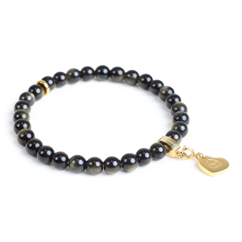 FOUNDIN Gold Sheen Obsidian Silver Sheen Obsidian Bracelets Unisex-9