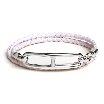 HERMES Palladium Plated Calfskin Bracelets Women's Light Purple
