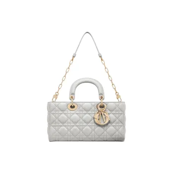 DIOR Lady D Joy Lambskin Lady Dior Bag, Shoulder Bag, Crossbody Bag, Handbag Medium Size Women's Mist Gray