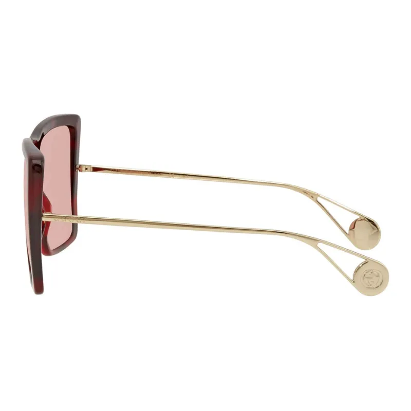 GUCCI Plate Frame Square Sunglasses Women's Pink-1