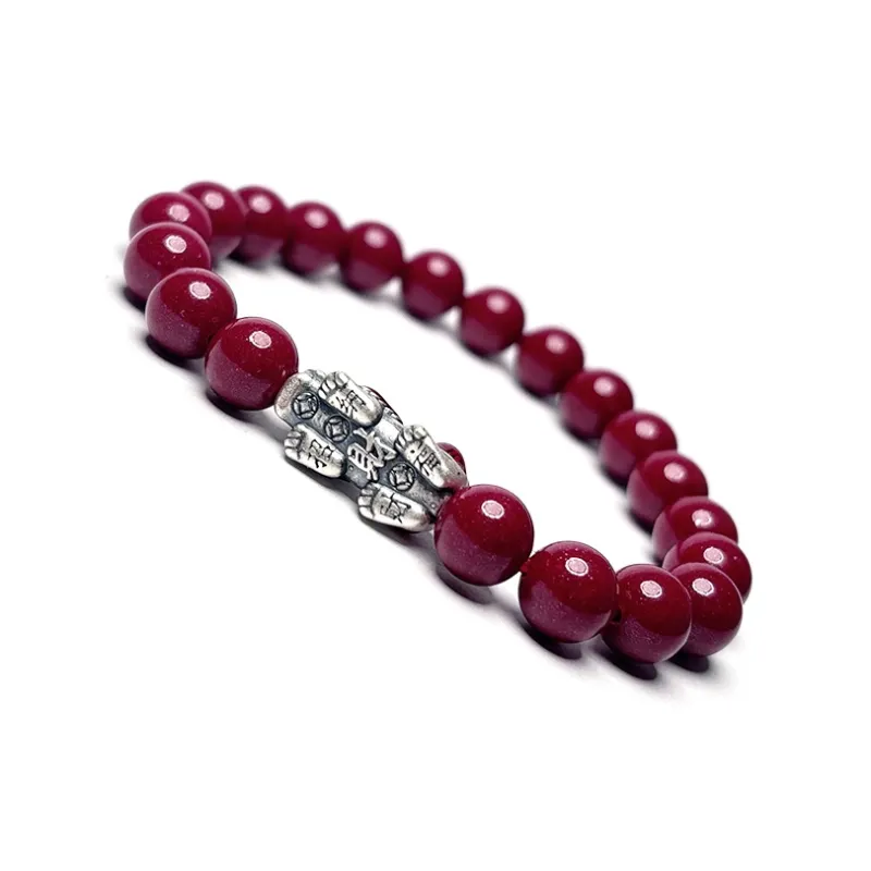 MOUNTAINS AND MANS Reconstructed Cinnabar Auspicious Beaded Bracelet Unisex-1