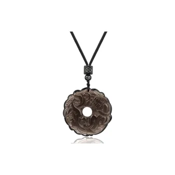 SIMPLE JOYS Obsidian Peace Buckle Pendant Hand-Woven Sweater Chain Unisex