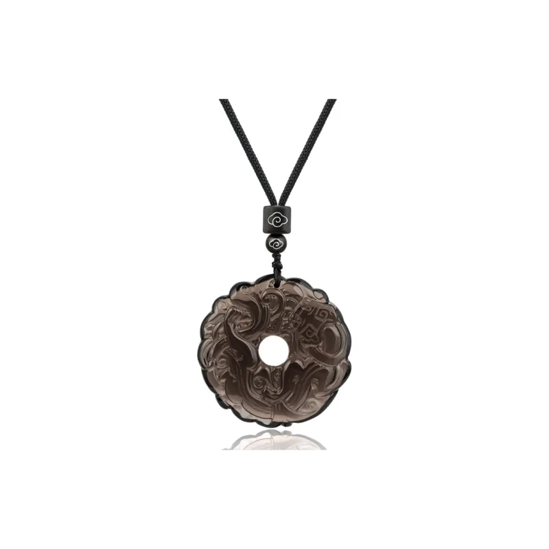 SIMPLE JOYS Obsidian Peace Buckle Pendant Hand Woven Sweater Chain Unisex-0
