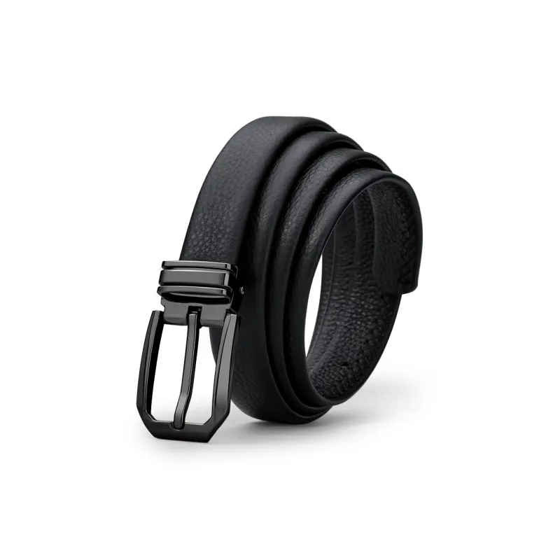 WilliamPOLO Cow Leather Leather Belts Women's Gunmetal Buckle Black Strap 2.4cm Width-1