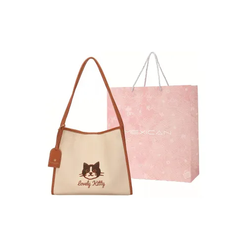 MEXICAN Polyurethane Tote Bag Shopping Bag Handbag Shoulder Bag Regular Women's Beige Apricot