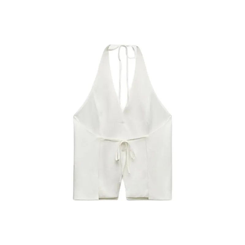 ZARA Trf Tank Tops Women's White-1