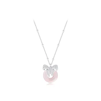 Muyan Colored Glaze Bowknot Peace Buckle Jade Necklace Women's