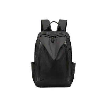 Old Man's Head Fabric With Synthetic Leather Backpack Regular Men's Black