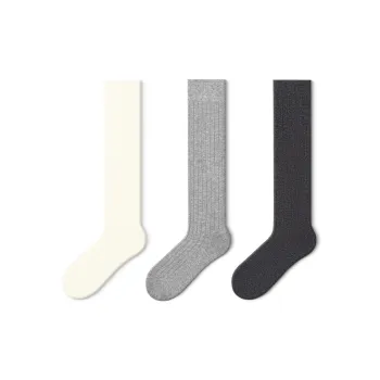 JKN Knee High Socks Cotton Vertical Stripes Ballet Style Slouch Socks Women's 3 Pack