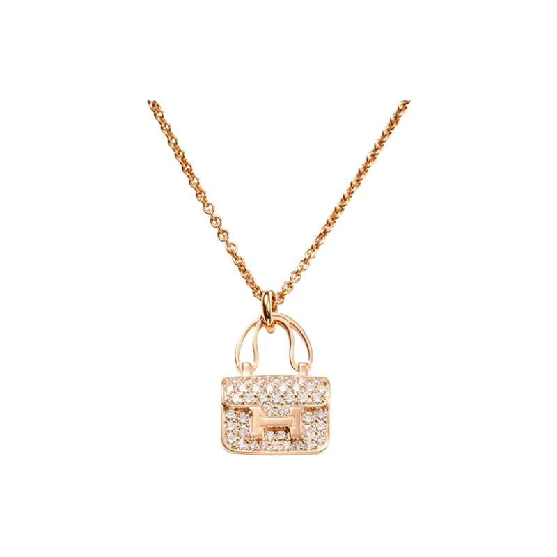 HERMES Amulette Diamond Necklaces Women's Rose Gold-0