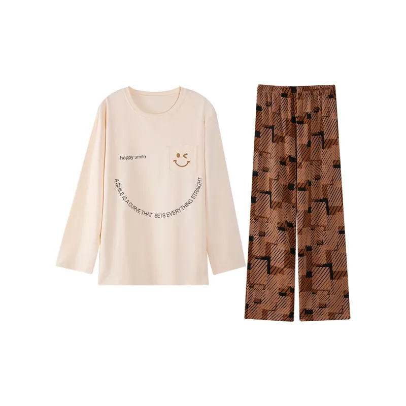 MADALLO Pajama Set Men's Ecru Smiley Face-0