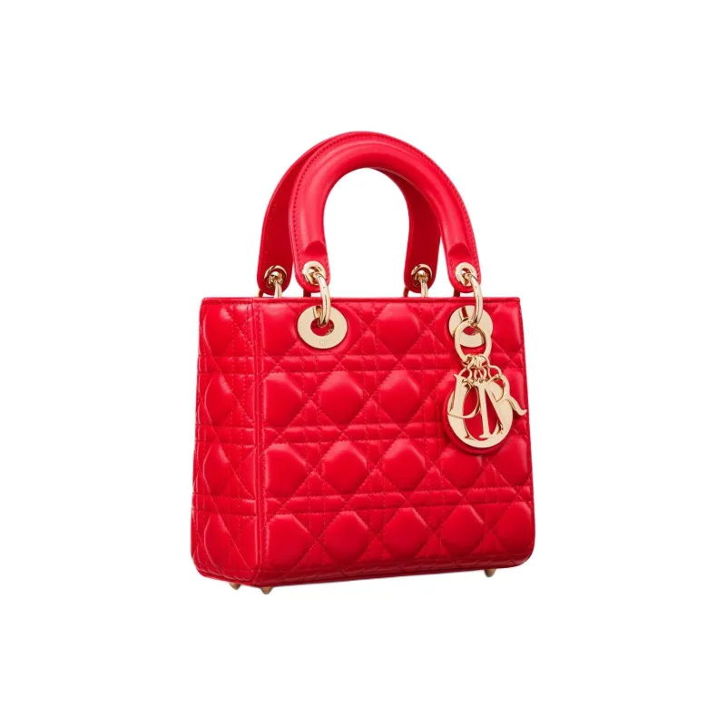DIOR Lady DiorMy ABCDior Lambskin Tote Shopping Bag Shoulder Bag Crossbody Bag Handbag Small Size Women's Bright Red-2
