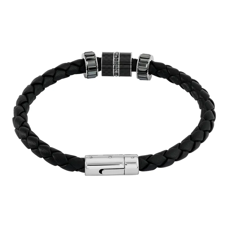 Swarovski Faux Crystal Stone Bracelets Men's Black-1