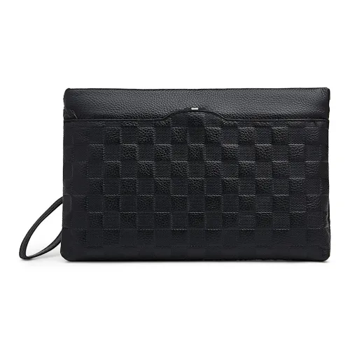 Old Man's Head Cow Leather Clutch Regular Men's Black
