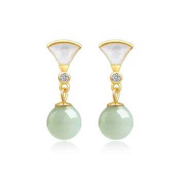North Cain Hetian Jade Earrings Women's Pale Greenish-White Jade