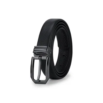 WilliamPOLO Cow Leather Leather Belts Women's Gunmetal Buckle Black Strap 2.4cm Width