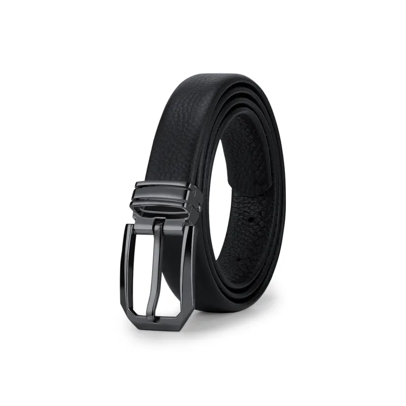 WilliamPOLO Cow Leather Leather Belts Women's Gunmetal Buckle Black Strap 2.4cm Width-0