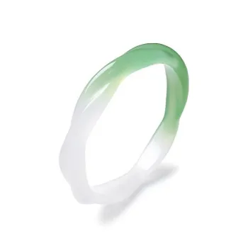 Artisan Lock Heart Jade Chalcedony Bangles Women's