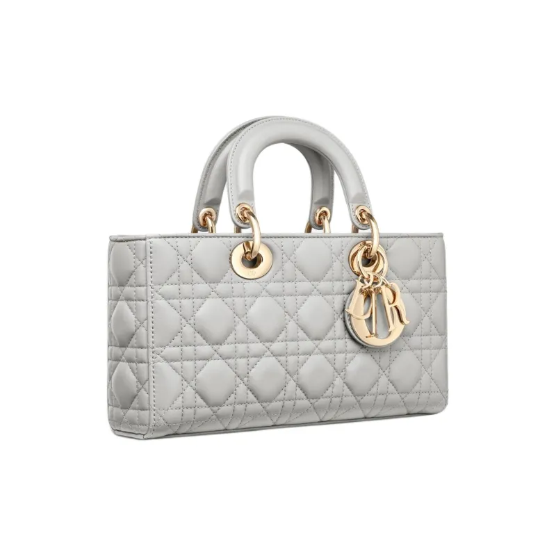 DIOR Lady D Joy Lambskin Lady Dior Bag, Shoulder Bag, Crossbody Bag, Handbag Medium Size Women's Mist Gray-2