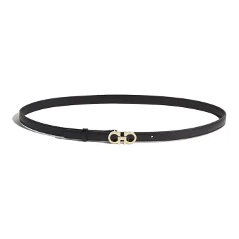 FERRAGAMO Cow Leather Leather Belts Women's Black Width  1.5cm