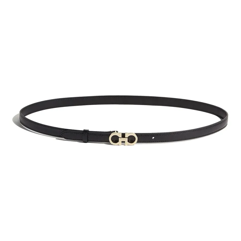 FERRAGAMO Cow Leather Leather Belts Women's Black Width  1.5cm-0
