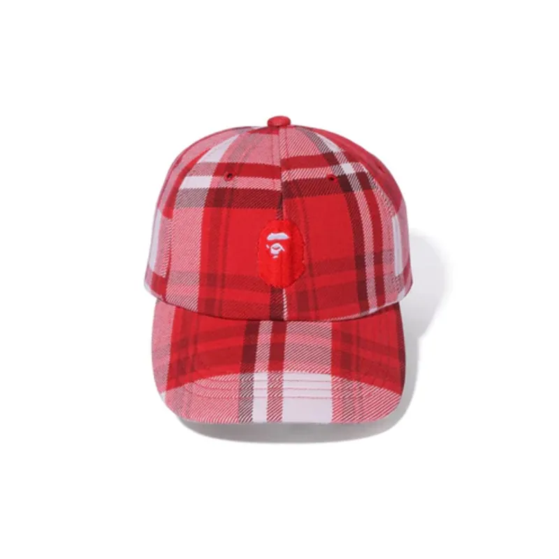 A BATHING APE Check Gift Ape Head Cap-0