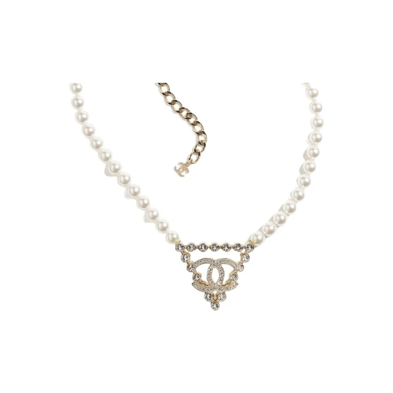 CHANEL Gold Pearl Necklaces Women's-2
