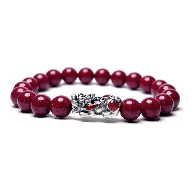 MOUNTAINS AND MANS Reconstructed Cinnabar Auspicious Beaded Bracelet Unisex-0