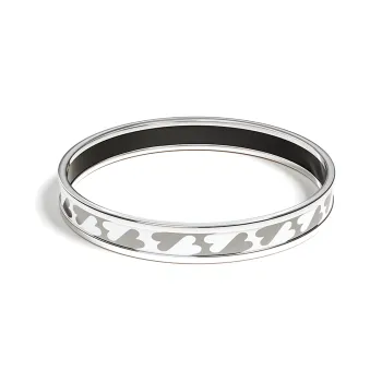 HERMES Enamel Bangles Women's Silver