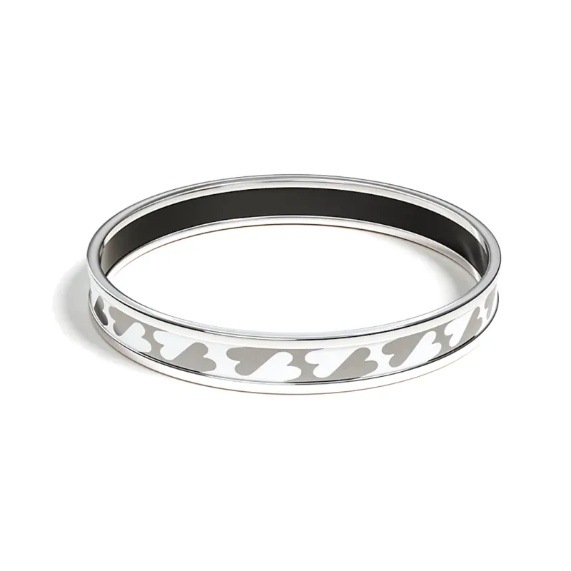 HERMES Enamel Bangles Women's Silver-0