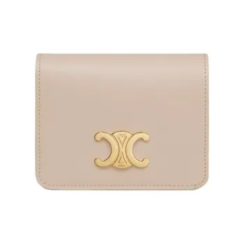 CELINE Triomphe Bright Calfskin Wallet Women's Light Beige