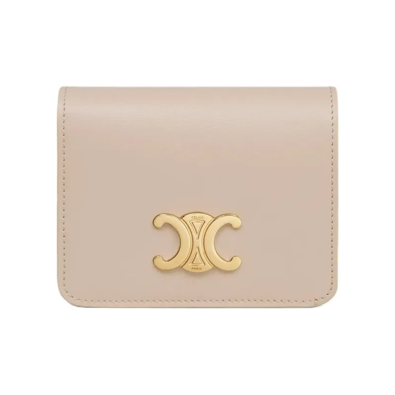 CELINE Triomphe Bright Calfskin Wallet Women's Light Beige-0